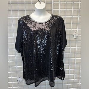 Lane Bryant Black Sequin Blouse - Size 28